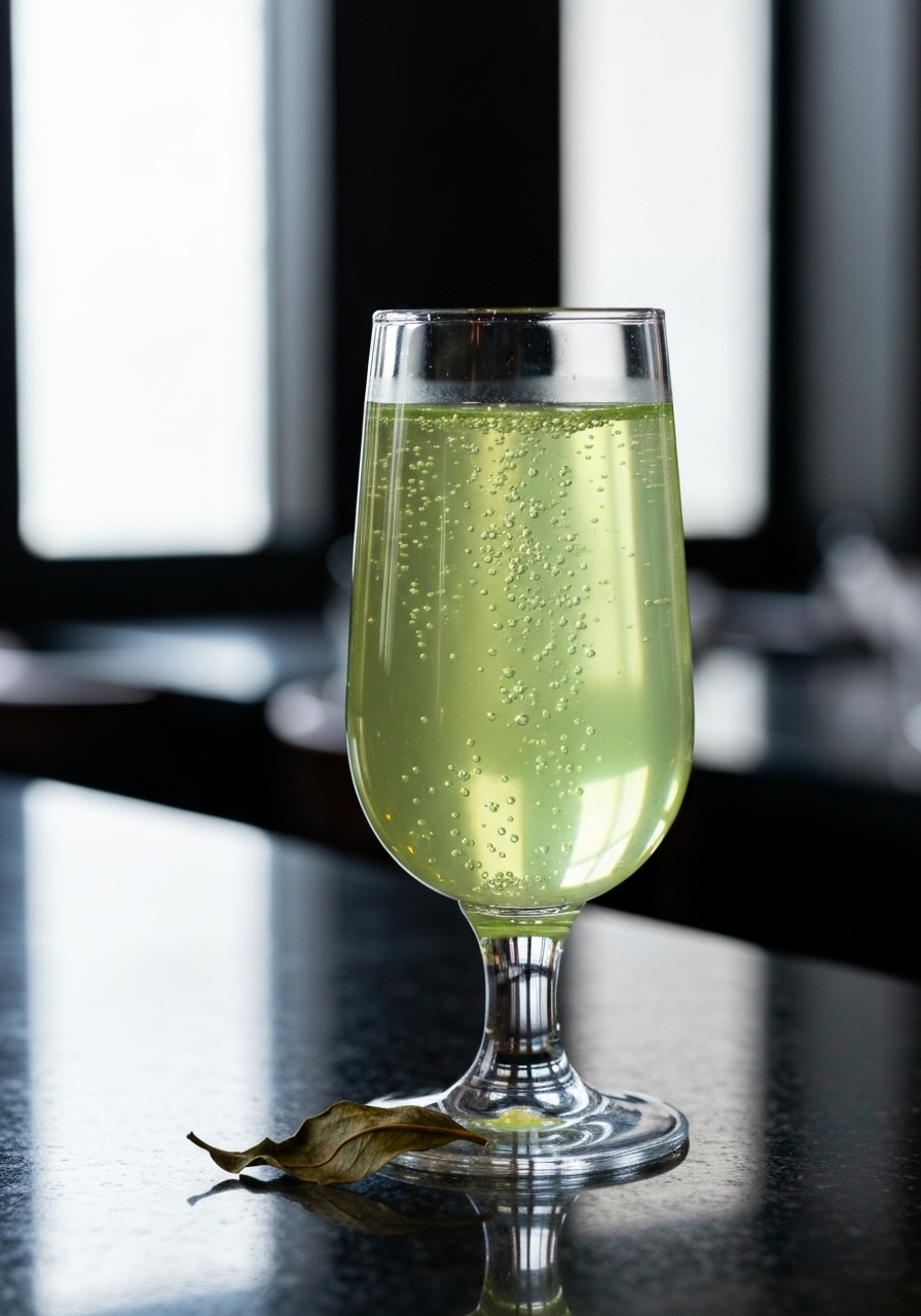 A plain glass of sparkling tea, no branding