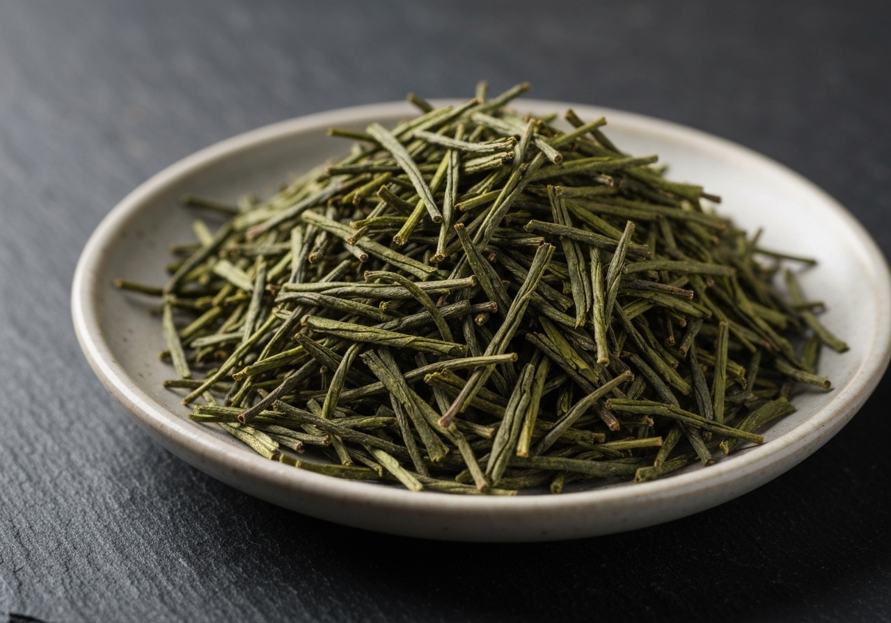 Loose green tea leaf